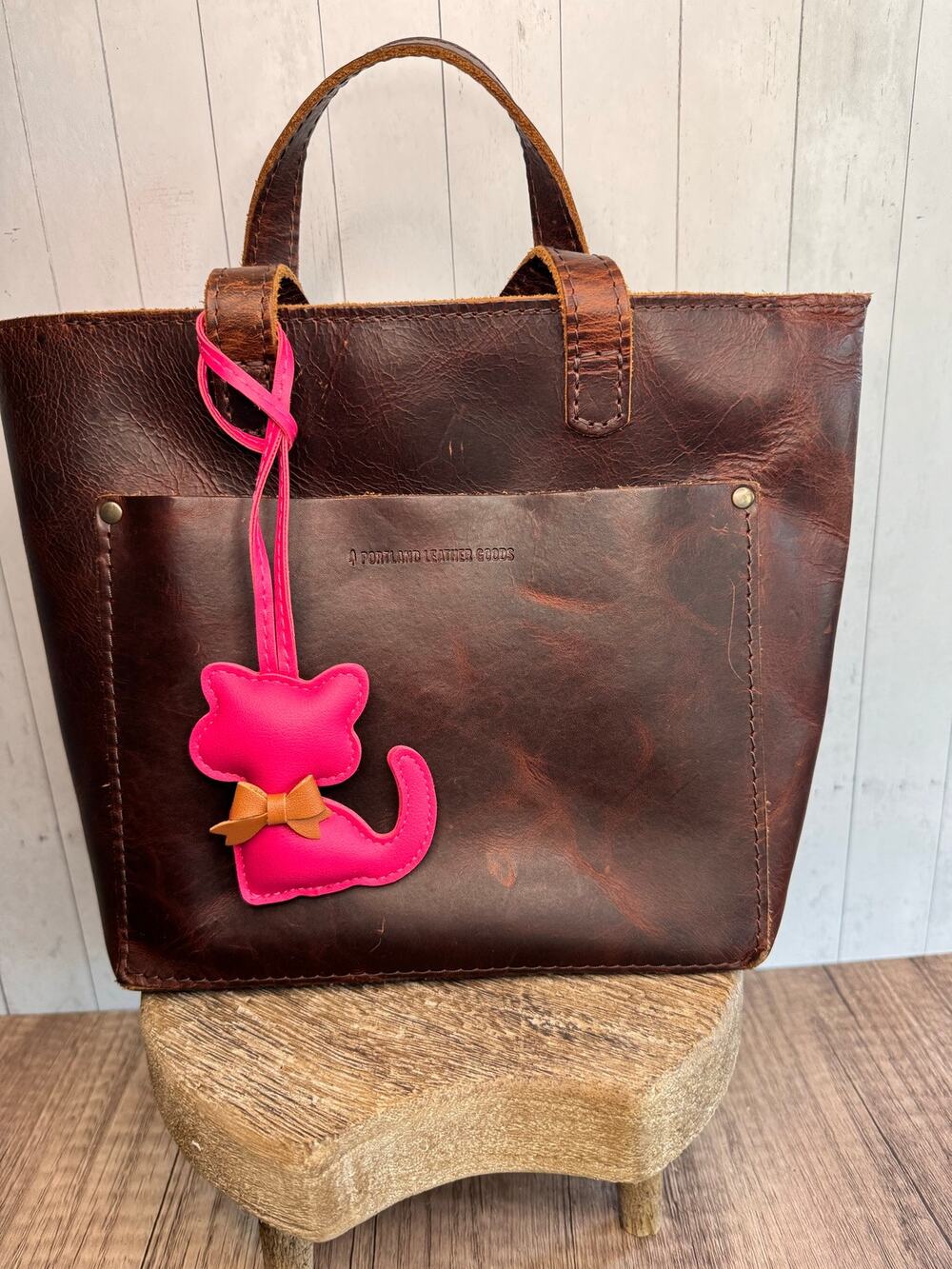 Hot Pink Kitty Cat Keychain Purse Charm Boho Pink Keychain Kitten Bag Charm